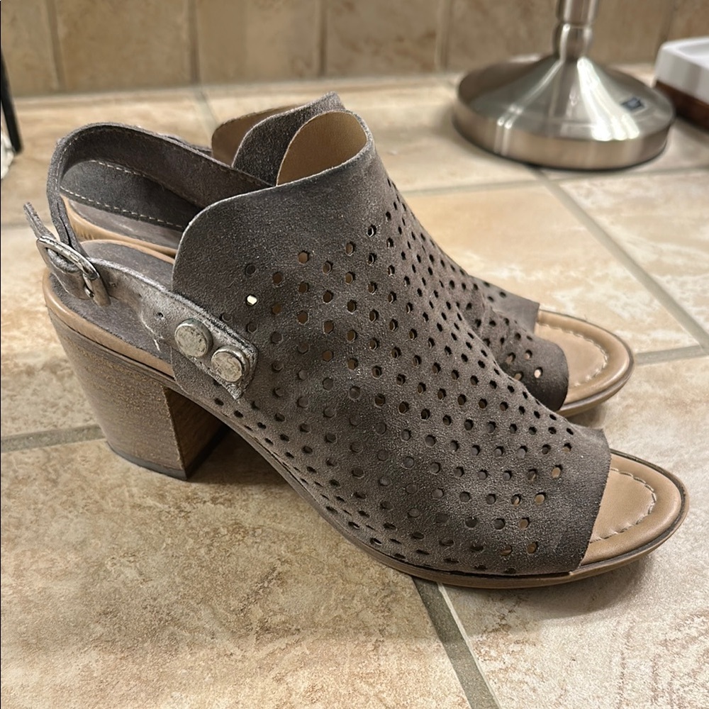 Gray, Distressed, Suede Women's Sandals/Heels